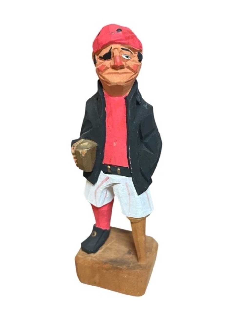 Vintage Pirate Figure Hand Carved
Wood Folk Art MCM